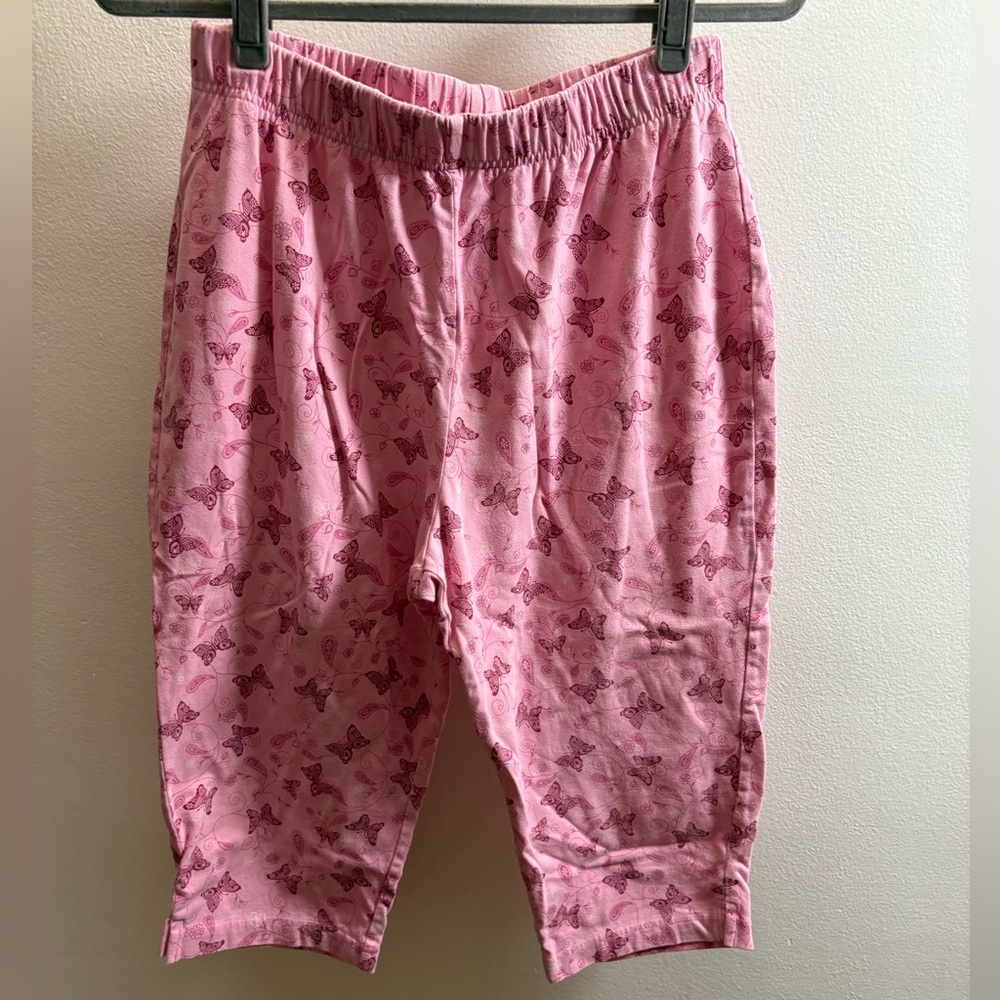Essentials By Maggie Pink Butterfly Stretch Capri Pants 18/20W